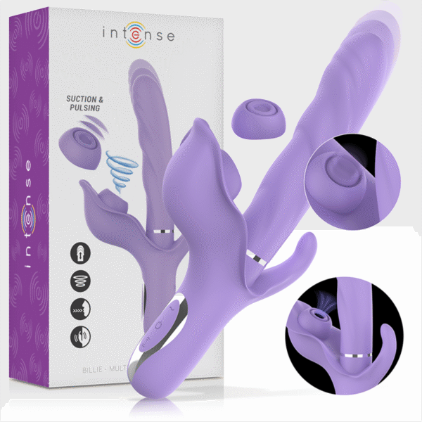 INTENSE - BILLIE VIBRADOR MULTIFUNCIÓN RECARGABLE ONDAS ESTIMULADORAS CON PULSADOR MORADO