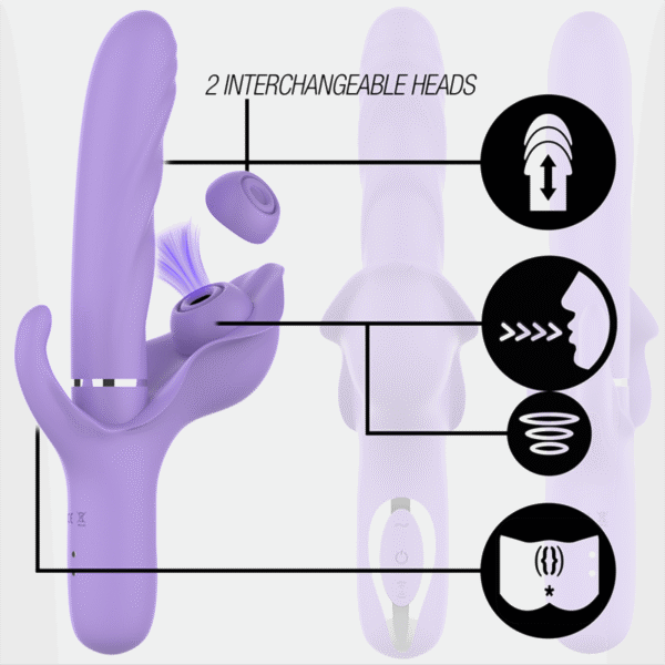 INTENSE - BILLIE VIBRADOR MULTIFUNCIÓN RECARGABLE ONDAS ESTIMULADORAS CON PULSADOR MORADO - Imagen 2