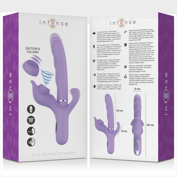 INTENSE - BILLIE VIBRADOR MULTIFUNCIÓN RECARGABLE ONDAS ESTIMULADORAS CON PULSADOR MORADO - Imagen 5