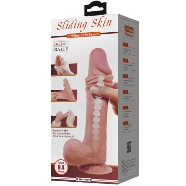PRETTY LOVE - SLIDING SKIN SERIES DILDO REALÍSTICO CON VENTOSA PIEL DESLIZANTE MORENO 24 CM - Imagen 6