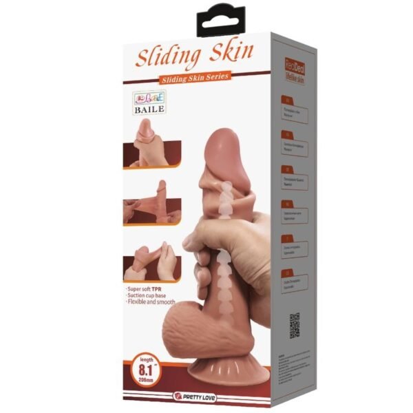 PRETTY LOVE - SLIDING SKIN SERIES DILDO REALÍSTICO CON VENTOSA PIEL DESLIZANTE MORENO 21.8 CM - Imagen 7