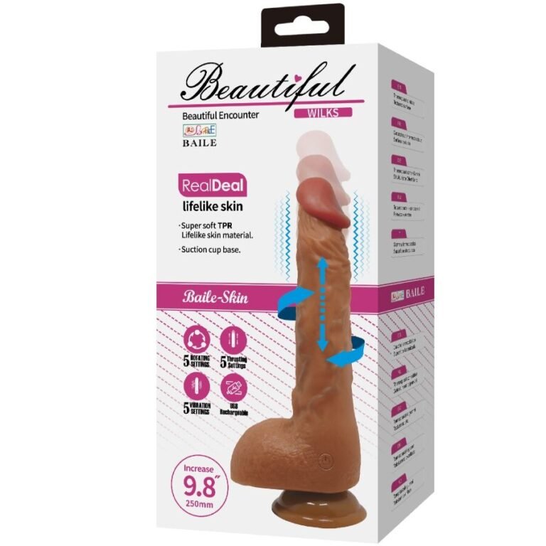 BAILE - BEAUTIFUL WILKS VIBRADOR REALÍSTICO DE 5 CONFIGURACIONES 25 CM MULATO - Imagen 6