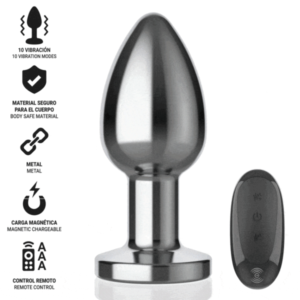INTENSE - PLUG ANAL 10 VIBRACIONES METAL CON CONTROL REMOTO L