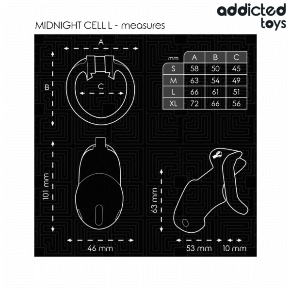 ADDICTED TOYS LOCKED - MINDNIGHT CELL JAULA PARA PENE TALLA L - Imagen 5