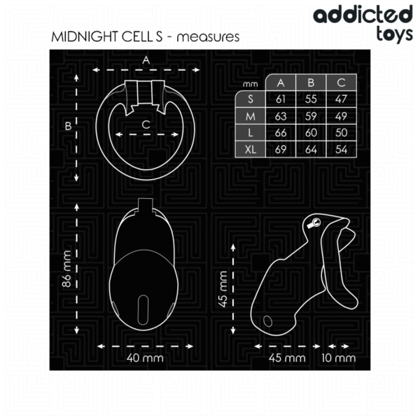 ADDICTED TOYS LOCKED - MINDNIGHT CELL JAULA PARA PENE TALLA S 4.8 CM - Imagen 5