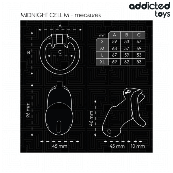 ADDICTED TOYS LOCKED - MINDNIGHT CELL JAULA PARA PENE 4.2 CM TALLA M - Imagen 5