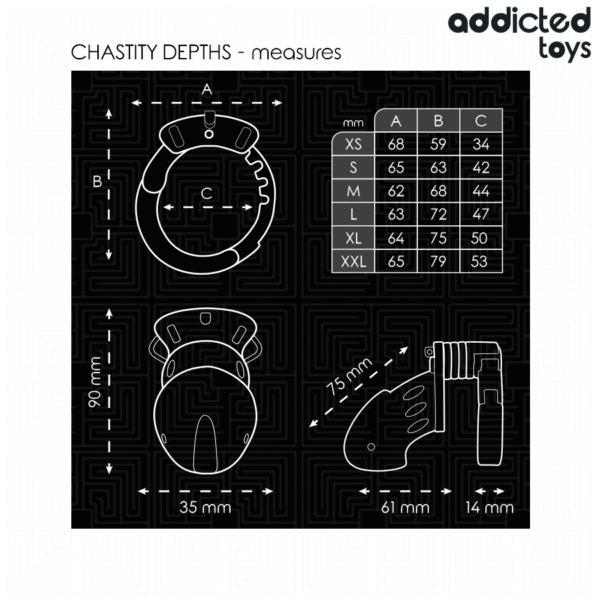 ADDICTED TOYS LOCKED - CHASTITY DEPTHS JAULA PARA PENE 7,5 CM - Imagen 5