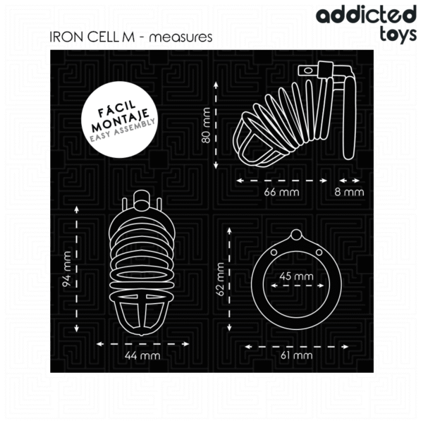 ADDICTED TOYS LOCKED - IRON CELL JAULA PARA PENE DE METAL TALLA M - Imagen 5