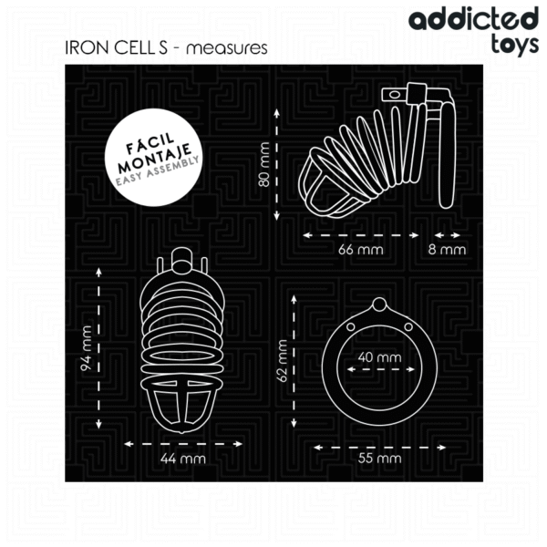 ADDICTED TOYS LOCKED - IRON CELL JAULA PARA PENE DE METAL 4 CM TALLA S - Imagen 5