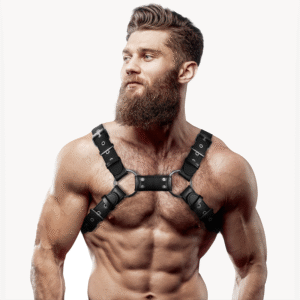 FETISH SUBMISSIVE ATTITUDE - MENS ADJUSTABLE ECO-LEATHER CHEST BULLDOG HARNESS