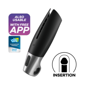 SATISFYER - POWER MASTURBATOR NEGRO Y PLATA