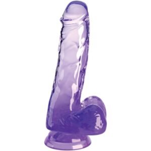 KING COCK - CLEAR PENE REALÍSTICO CON TESTÍCULOS 13.5 CM MORADO