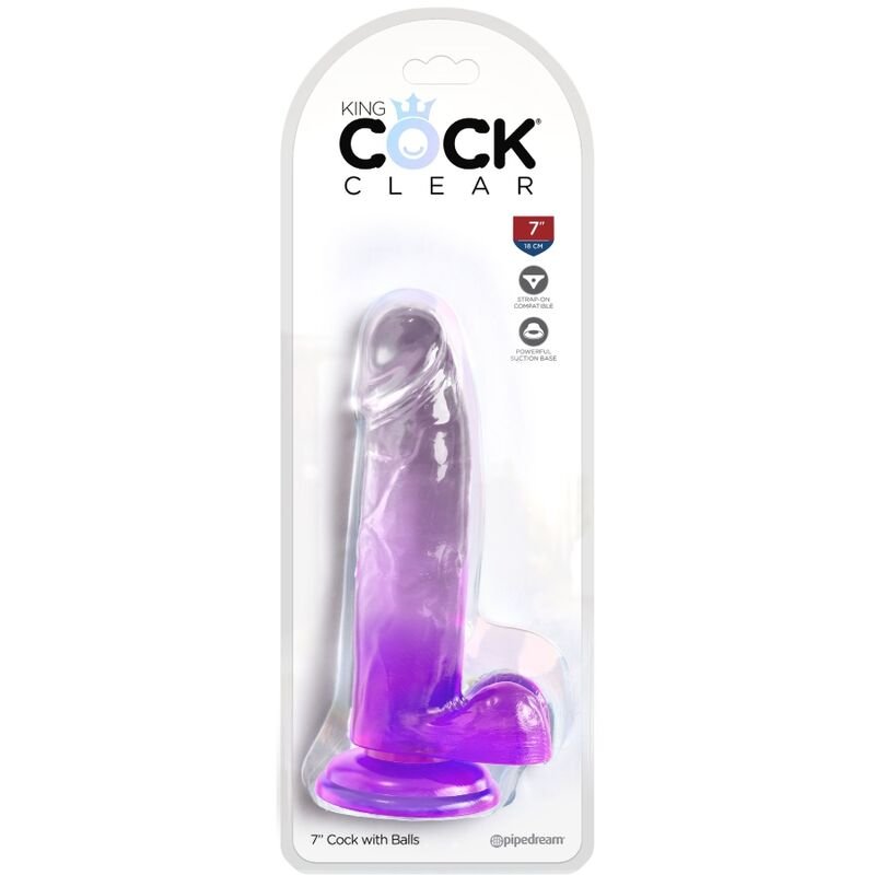 KING COCK - CLEAR PENE REALÍSTICO CON TESTÍCULOS 15.2 CM MORADO - Imagen 2