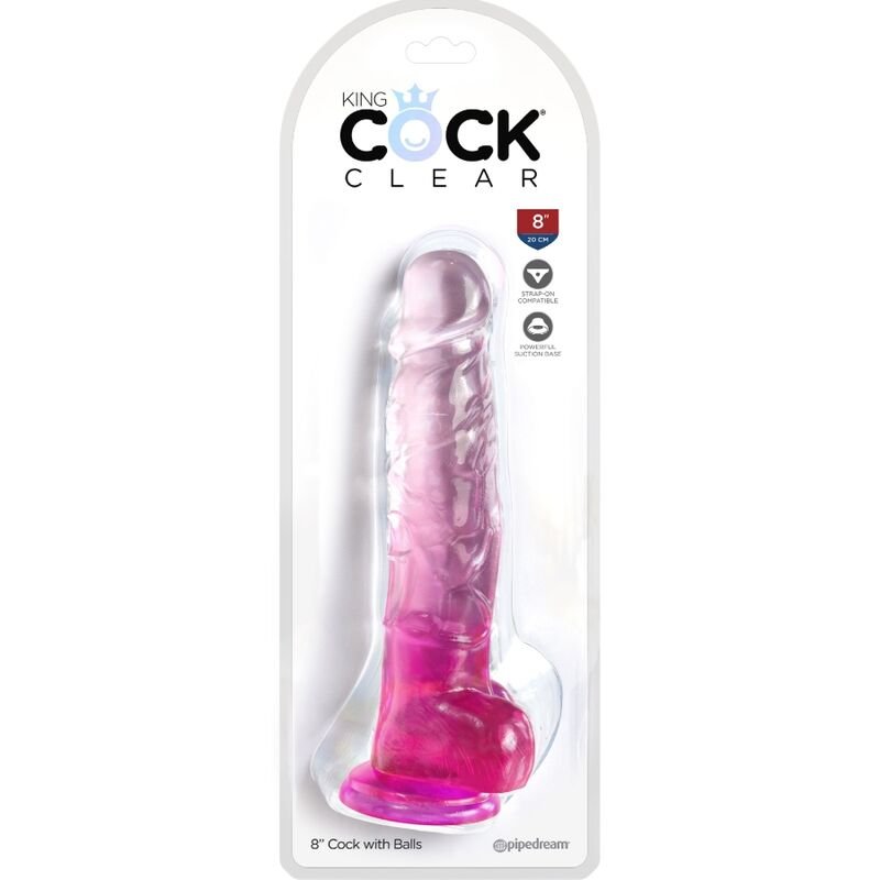 KING COCK - CLEAR PENE REALÍSTICO CON TESTÍCULOS 16.5 CM ROSA - Imagen 2