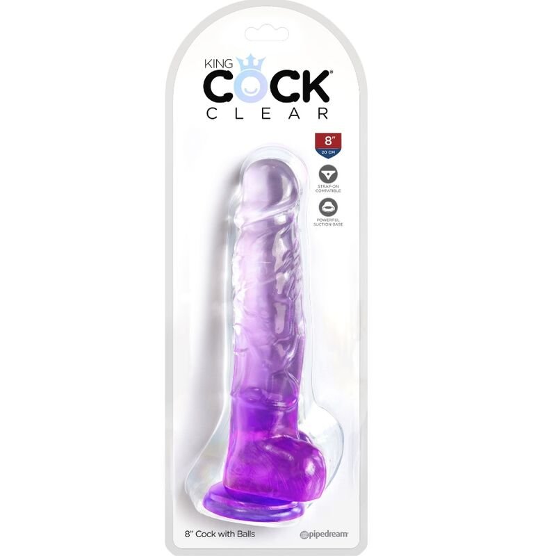 KING COCK - CLEAR PENE REALÍSTICO CON TESTÍCULOS 16.5 CM MORADO - Imagen 2