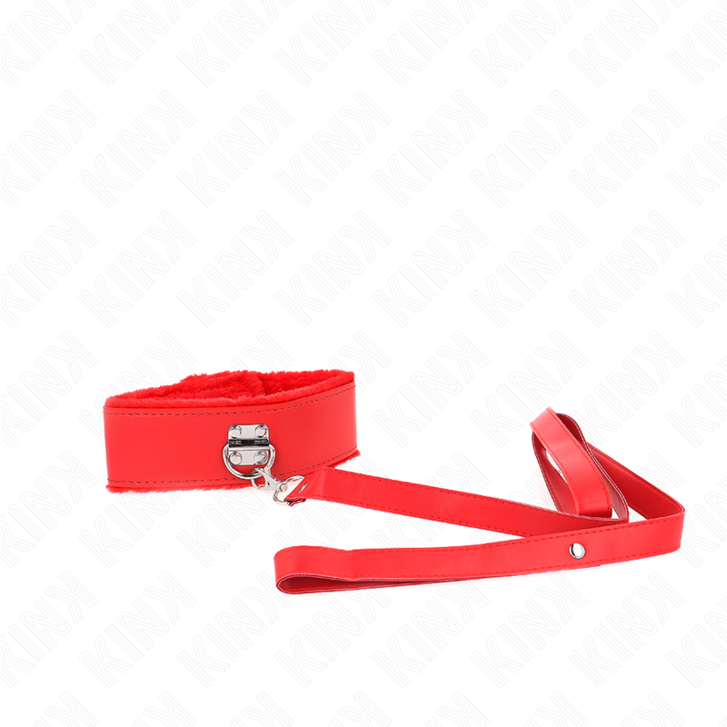 KINK - COLLAR CON CORREA 116 CM CON TACHUELAS PLATEADAS MODELO 4 ROJO AJUSTABLE 40-48 CM X 6 CM - Imagen 2