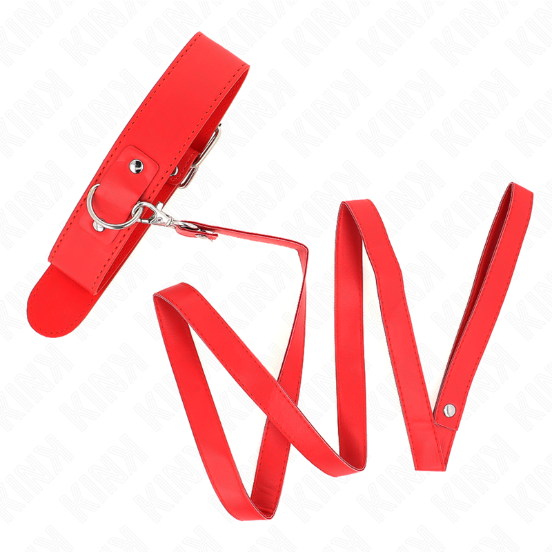 KINK - COLLAR CON CORREA 116 CM FINO ROJO AJUSTABLE 32-50 CM X 8 CM - Imagen 2