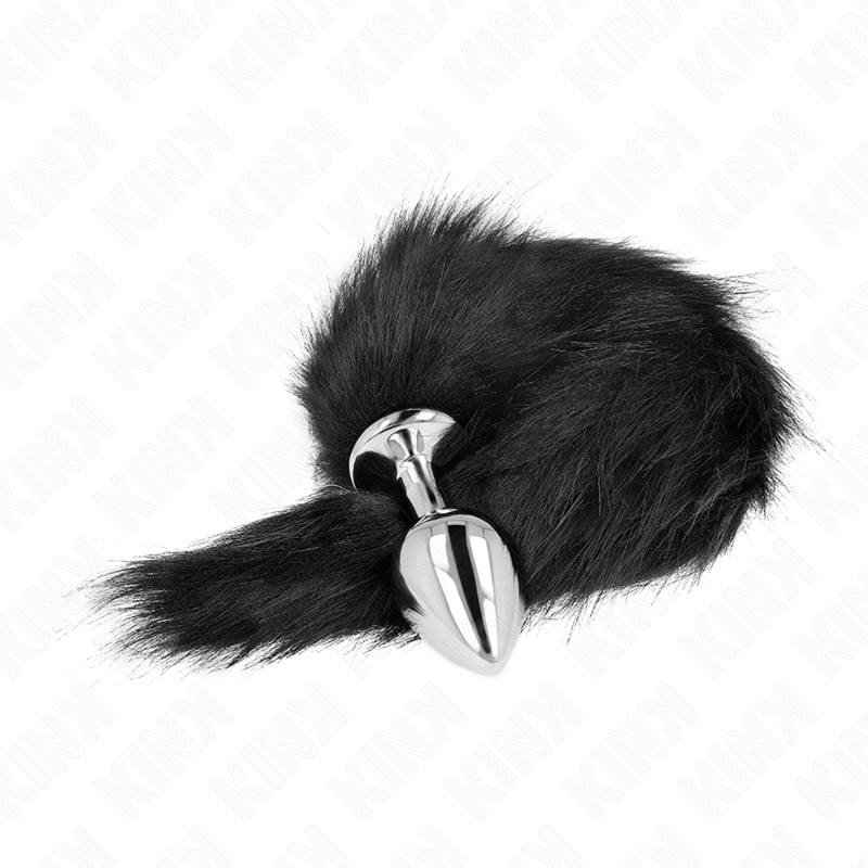 KINK - PLUG ANAL TALLA M 8 X 3.5 CM CON COLA SINTÉTICA 40 CM NEGRO - Imagen 2