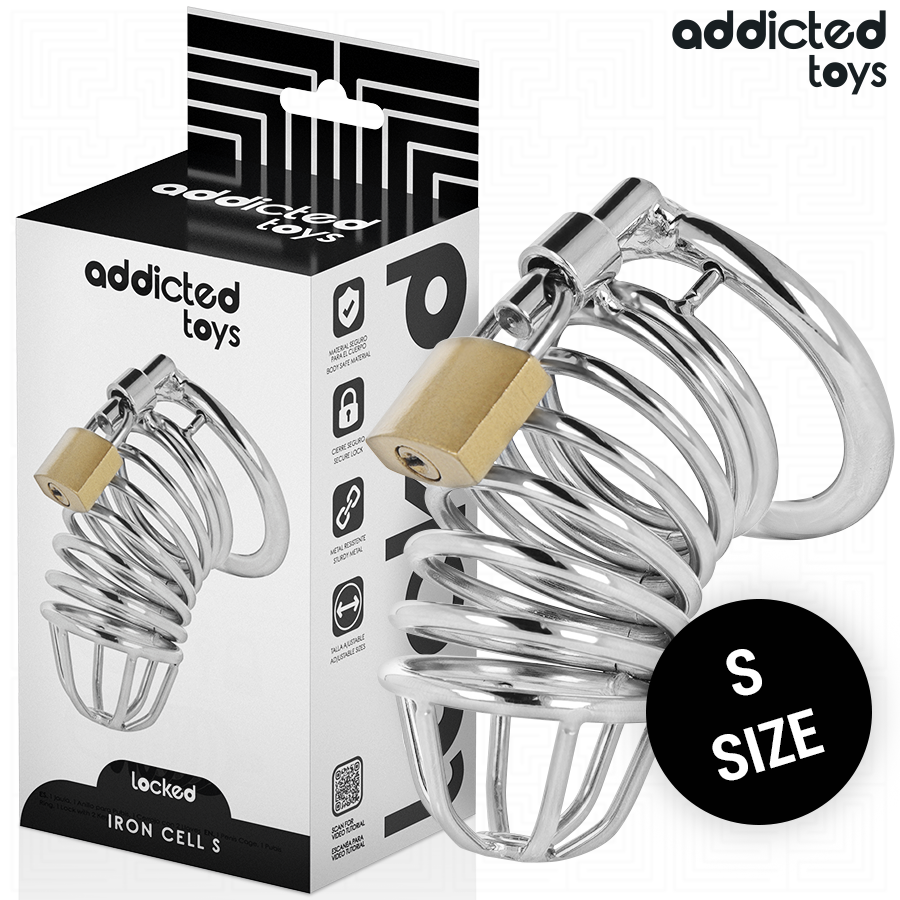 ADDICTED TOYS LOCKED - IRON CELL JAULA PARA PENE DE METAL 4 CM TALLA S