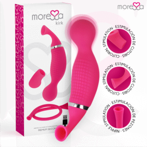 MORESSA - KIRK DUO SUCCIONADOR + MASAJEADOR MULTI PRESTACIONES PREMIUM SILICONE RECARGABLE