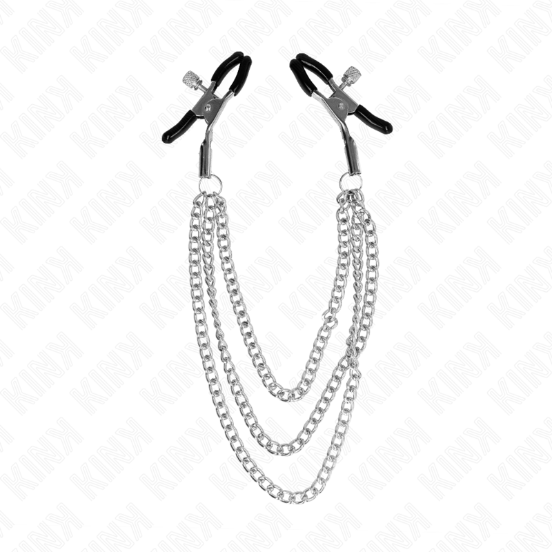 KINK - PINZAS PARA PEZONES CON TRIPLE CADENA PLATEADO 20/23/28 CM - Imagen 2
