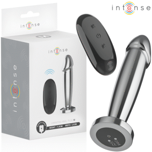 INTENSE - PLUG ANAL 10 VIBRACIONES METAL EN FORMA DE DILDO CON CONTROL REMOTO M