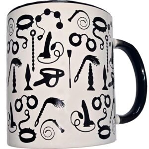 DIABLO PICANTE - WHITE BONDAGE MUG WITH BLACK HANDLE 370 ML