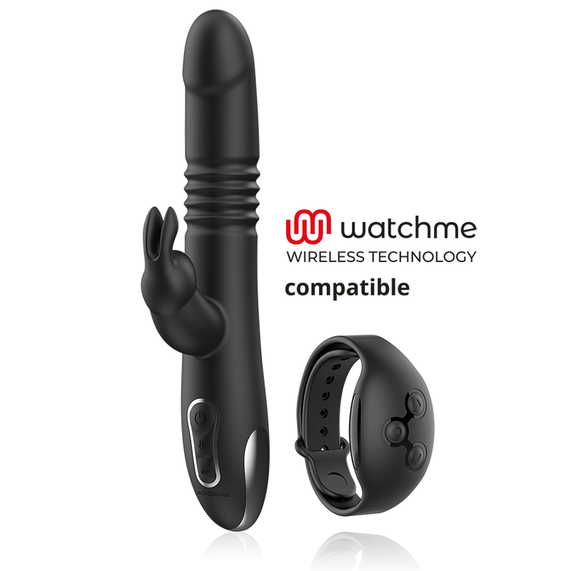 BLACK&SILVER - KENJI VIBRADOR RABBIT UP & DOWN COMPATIBLE CON WATCHME - Imagen 2