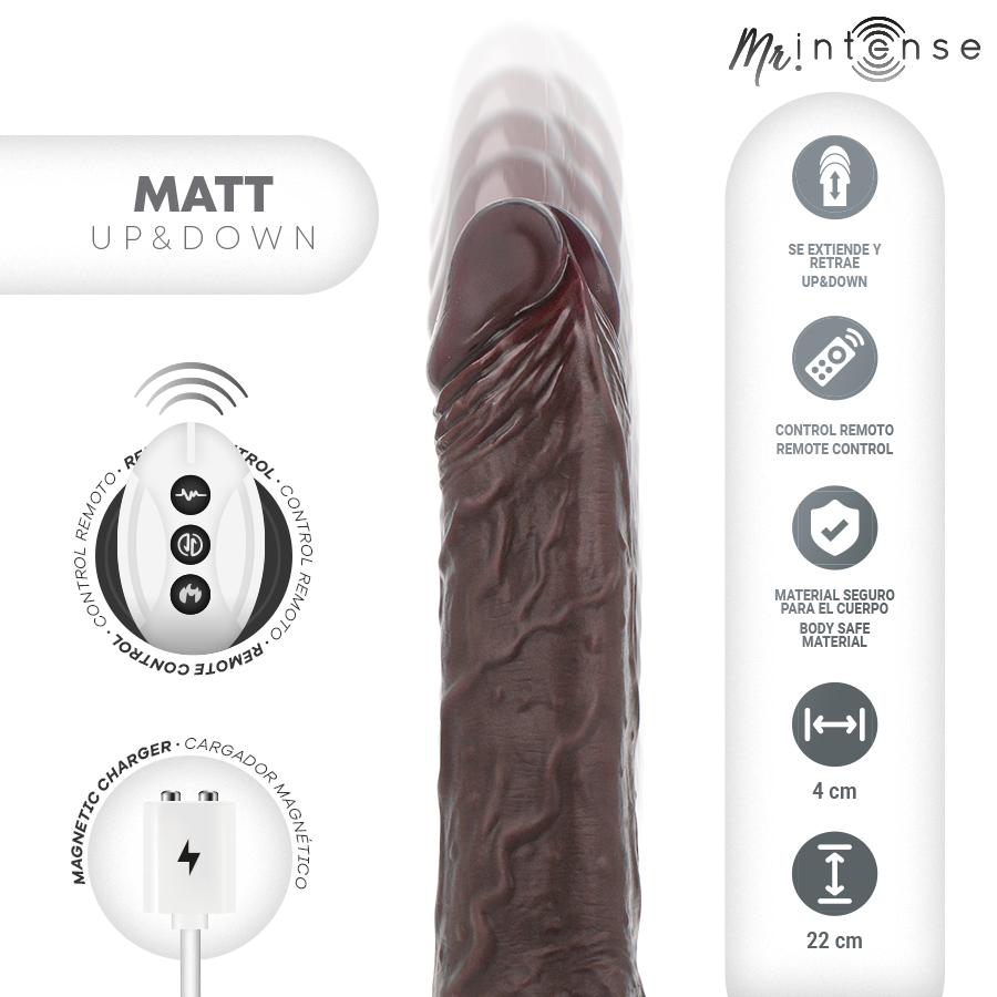 MR INTENSE - MATT REALISTIC MULTIFUNCTION WITH VIBRATION UP AND DOWN REMOTE CONTROL 22 CM -O- 4 CM - Imagen 2