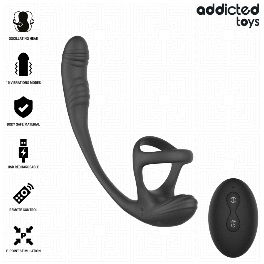 ADDICTED TOYS - ANAL PLUG WITH VIBRATION AND 360º WAVING AND TESTICLE STIMULATOR - Imagen 2