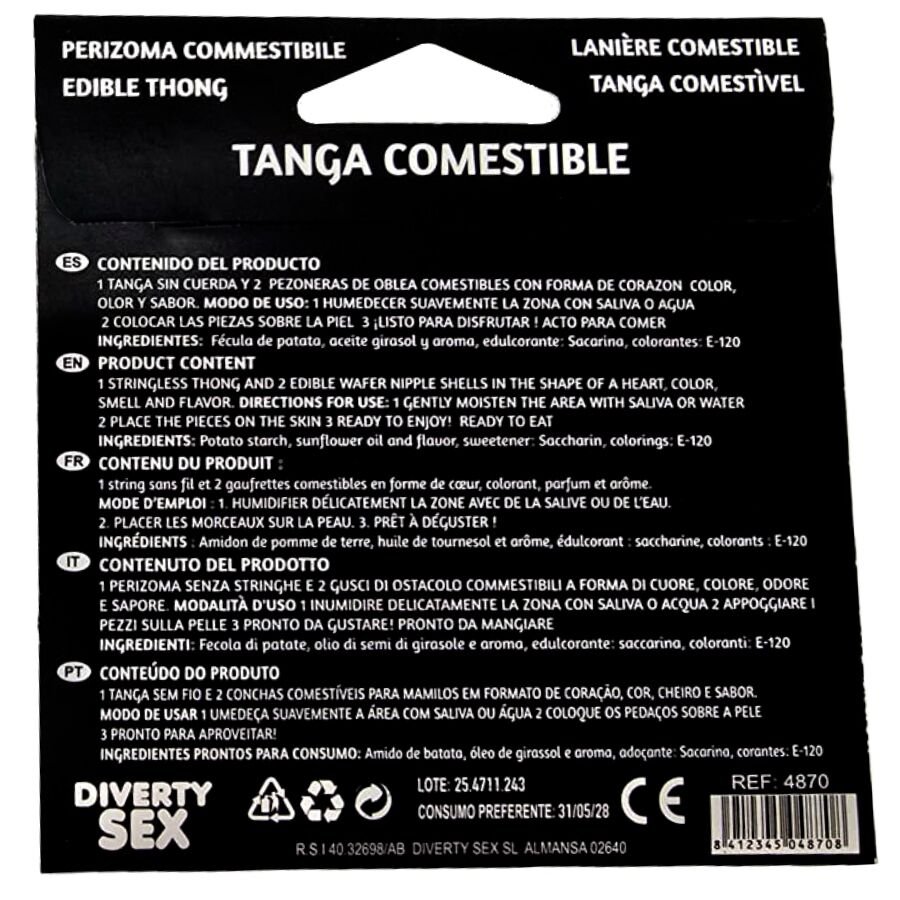 HOTFLOWERS - WAFER THONG AND 2 NIPPLE PADS GIRL VANILLA FLAVOR /es/pt/en/fr/it/ - Imagen 2