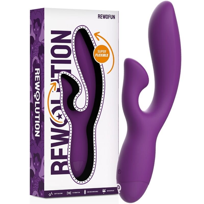 REWOLUTION - REWOFUN VIBRADOR FLEXIBLE CON RABBIT - JUGUETES BIENESTAR - El Arte del Placer