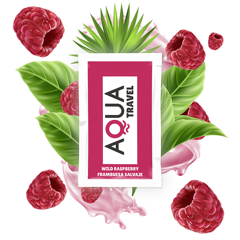 AQUA TRAVEL - LUBRICANTE BASE AGUA SABOR FRAMBUESA SALVAJE 6 ML - DROGUERÍA - El Arte del Placer