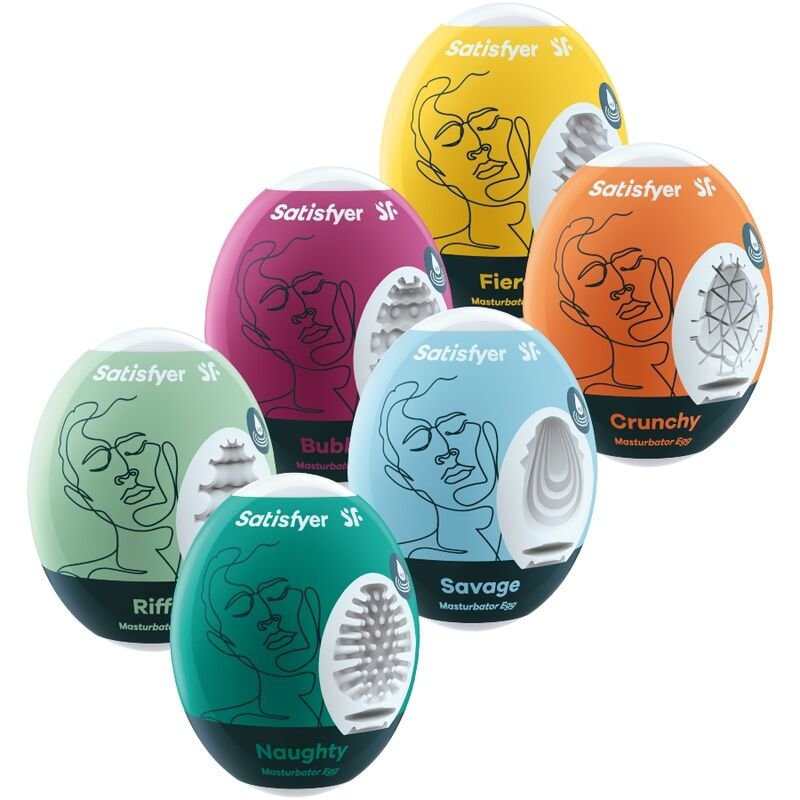 SATISFYER - HUEVOS MASTURBADORES PACK 6 UNIDADES - JUGUETES BIENESTAR - El Arte del Placer