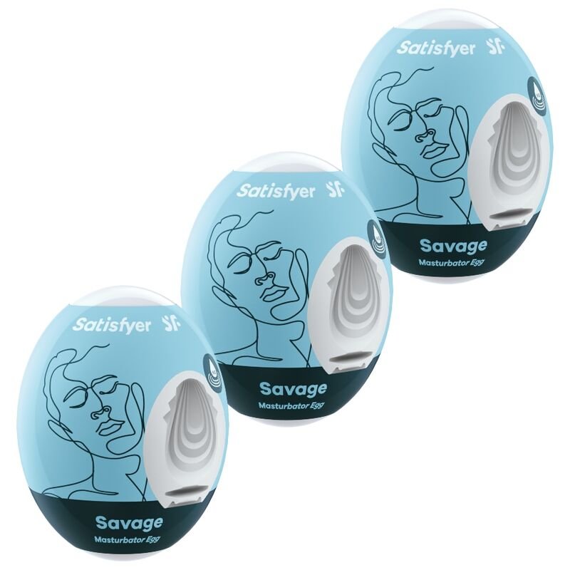 SATISFYER - 3 HUEVOS MASTURBADORES SAVAGE - JUGUETES BIENESTAR - El Arte del Placer