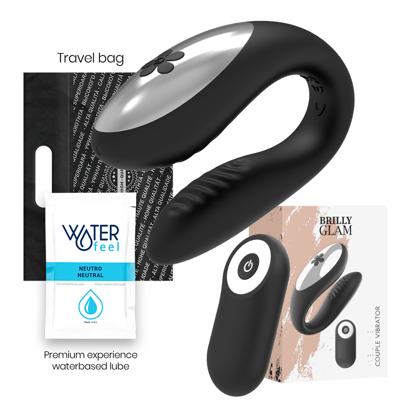 BRILLY GLAM - WE LOVE VIBRADOR PARA PAREJAS CONTROL REMOTO NEGRO - JUGUETES BIENESTAR - El Arte del Placer