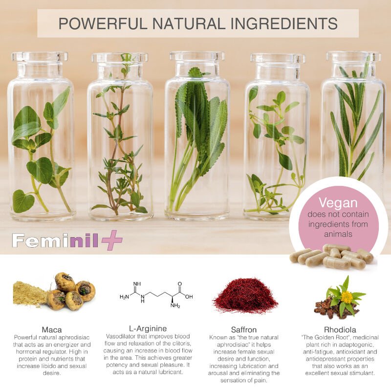 Feminil + – Complemento alimenticio para la libido femenina - Cápsulas para Mujeres - El Arte del Placer
