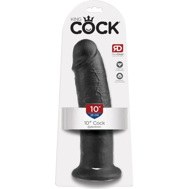KING COCK - 10 PENE NEGRO 25 CM - Dildos sin Vibración - El Arte del Placer