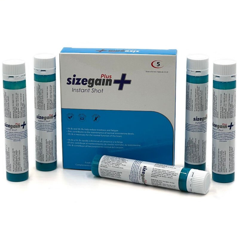 500 COSMETICS - SIZEGAIN PLUS INSTANT SHOT VIGORIZANTE MASCULINO 5 UNIDADES - Aumento Erección - El Arte del Placer