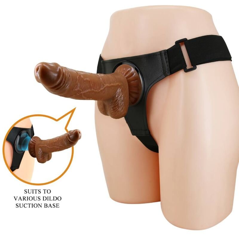 PRETTY LOVE - HARNESS BRIEFS ARNÉS UNIVERSAL CON DILDO MICHEAL 20 CM NEGRO - Arneses - El Arte del Placer