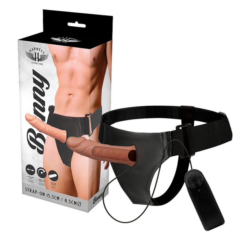 HARNESS ATTRACTION - ARNÉS  HUECO BENNY CON VIBRADOR 15 CM -O- 4.5 CM - Accesorios para el pene - El Arte del Placer