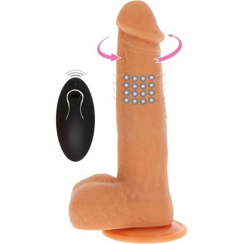 GET REAL - DILDO VIBRADOR CON BOLAS GIRATORIAS NATURAL - JUGUETES BIENESTAR - El Arte del Placer