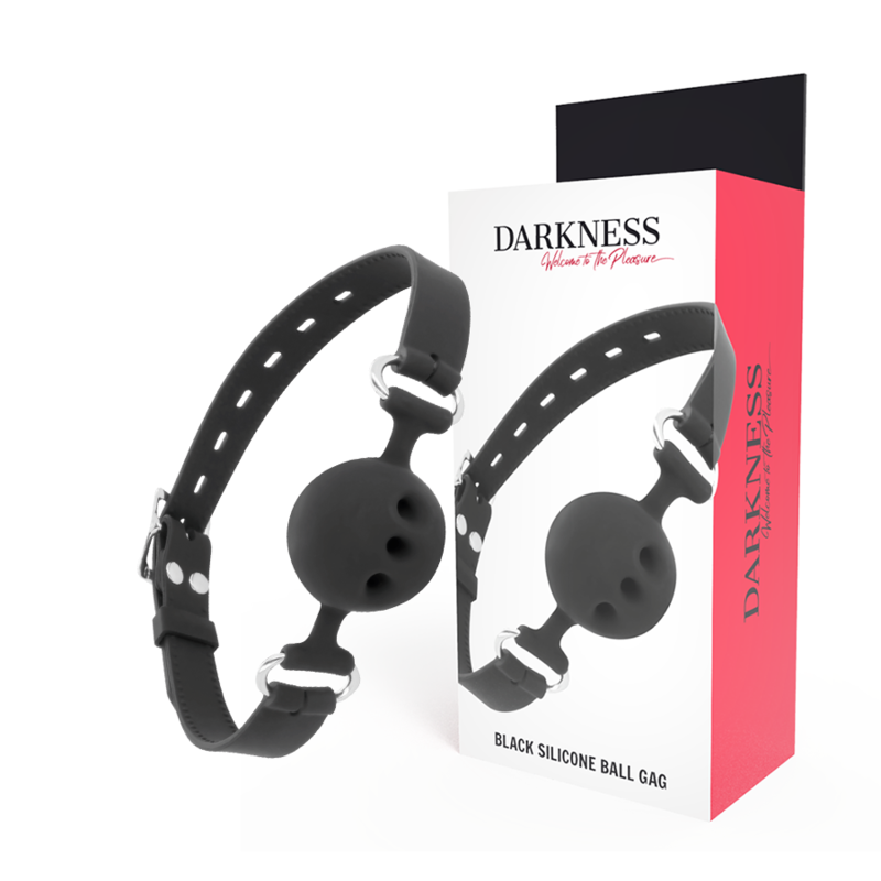 DARKNESS - MORDAZA TRANSPIRABLE SILICONA NEGRO - BDSM & BONDAGE - El Arte del Placer
