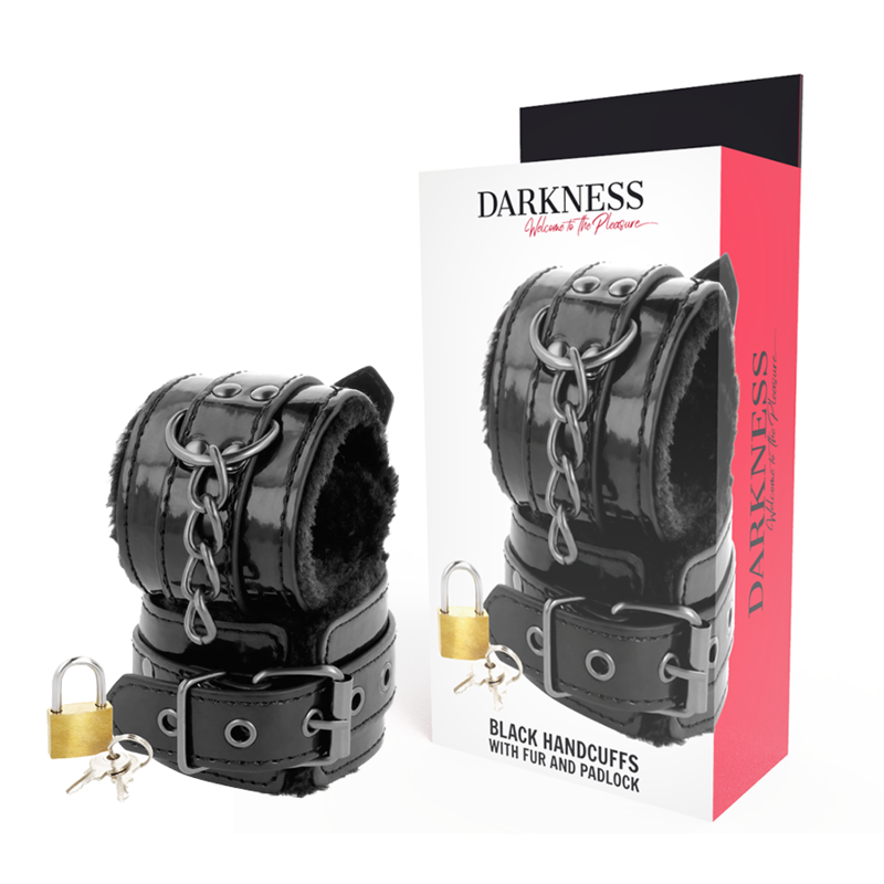 DARKNESS - ESPOSAS CUERO AJUSTABLES MANOS NEGRO CON CANDADO - BDSM & BONDAGE - El Arte del Placer