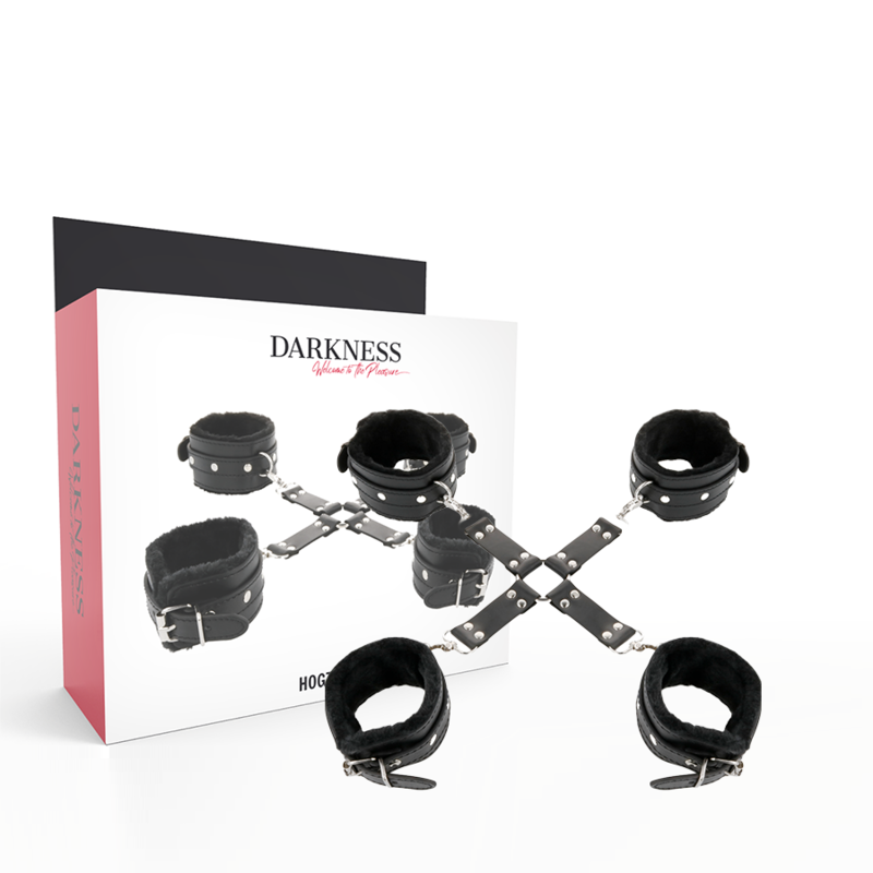 DARKNESS - ESPOSAS DE CUERO PARA PIES Y MANOS NEGRO - BDSM & BONDAGE - El Arte del Placer