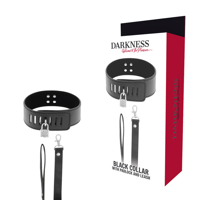 DARKNESS - COLLAR BDSM CON CANDADO NEGRO - BDSM & BONDAGE - El Arte del Placer