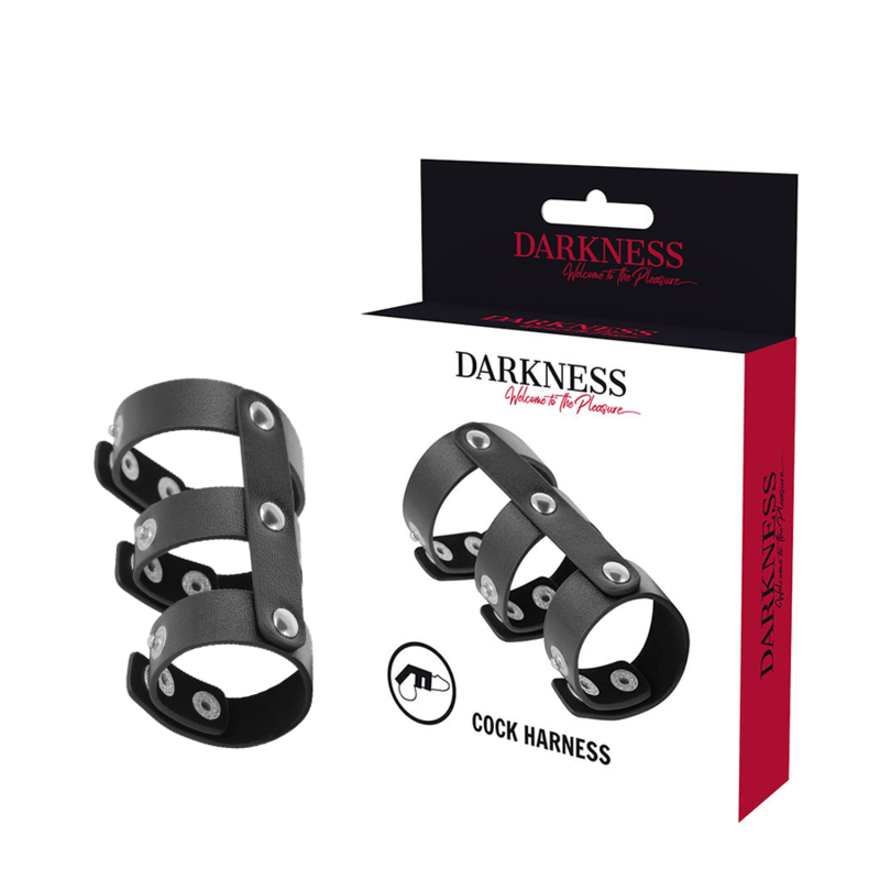 DARKNESS - ANILLO DOBLE PENE Y TESTÍCULOS AJUSTABLE LEATHER - Accesorios para el pene - El Arte del Placer