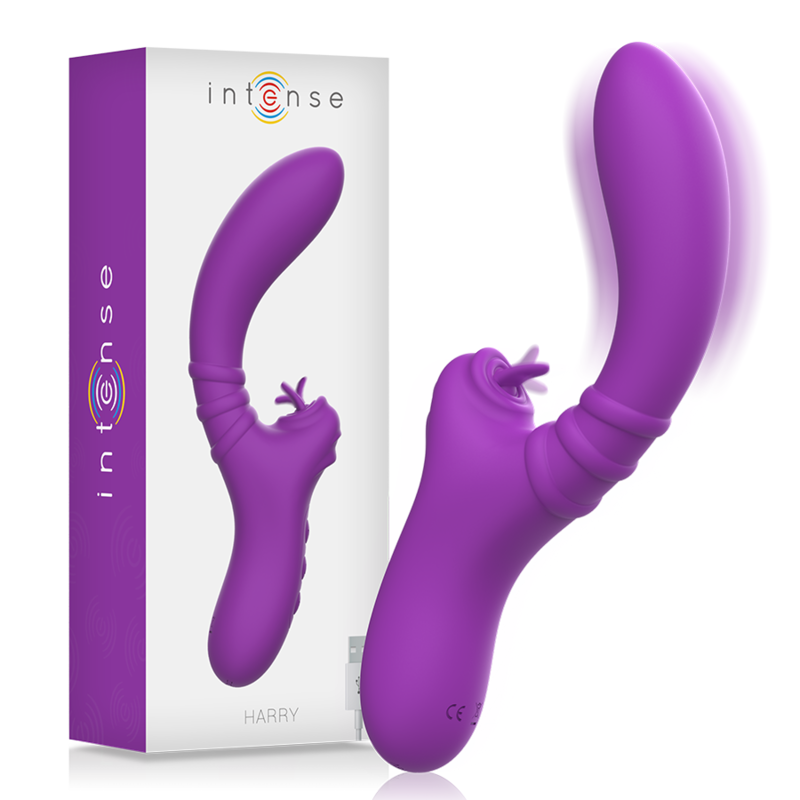 INTENSE - HARRY VIBRADOR FLEXIBLE CON LENGUA MORADO - JUGUETES BIENESTAR - El Arte del Placer