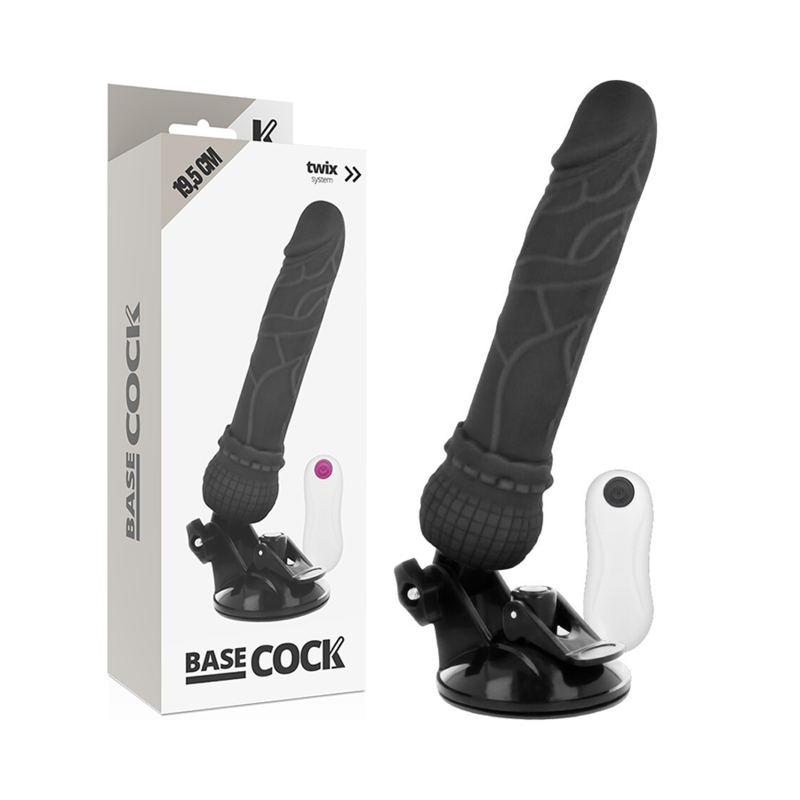 BASECOCK – VIBRADOR REALÍSTICO CONTROL REMOTO 19.5 CM -O- 4 CM - JUGUETES BIENESTAR - El Arte del Placer