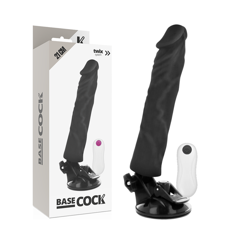 BASECOCK – VIBRADOR REALÍSTICO CONTROL REMOTO 21 CM -O- 4 CM - JUGUETES BIENESTAR - El Arte del Placer